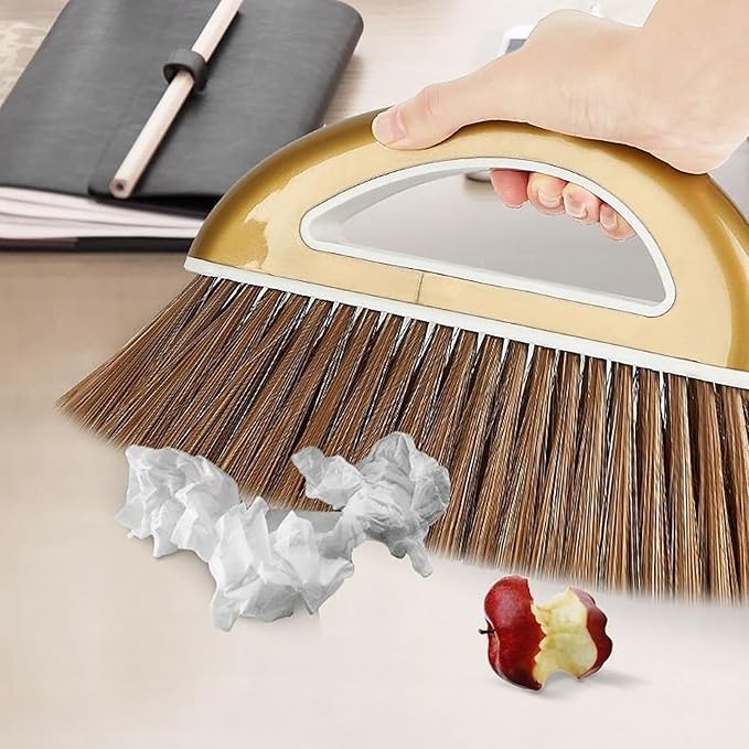 Long Handled Broom and Dustpan Set, 88cm Indoor Broom with Dustpan Combo Set, Durable & Versatile, Long Handle with Upright Stand for Home, Office, School Accessory for Kitchen, Dorms, Bathroom