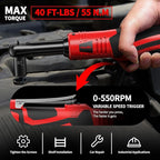 Electric Ratchet Wrench Set, 550 RPM Cordless Ratchet Wrench, 3/8" 18V Power Ratchet Tools with Variable Speed, LED Light, 7 Sockets, 2 Packs 2.0Ah Lithium-Ion Battery and Fast Charger