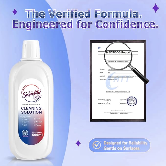 Snowlily Floor Cleaning Solution Compatible with iFLOOR & FLOOR ONE Series, Floor Cleaner for All Robot Vacuums and Wet-Dry Mops, 5 Bottle Floor Cleaner Refill, Lavender