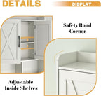 Over The Toilet Storage Cabinet, 32" W Over Toilet Bathroom Organizer with Toilet Paper Holder Stand, Home Space-Saving Toilet Rack for Bathroom, Restroom (2 Barn Doors+Open Shelf, White)