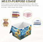 senya Large Storage Bins with Linen Collapsible Foldable Storage Cubes Fabric Closet Organizer Containers box with Flip-Top Lid for Home Bedroom Office 16.7 x 12.6 x 11.8in (Sunflowers Sky)