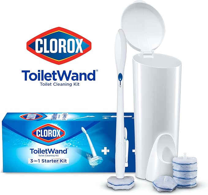 Clorox ToiletWand Toilet Bowl Cleaner- Toilet Brush, Storage Caddy and 6 Disinfecting Refill Heads