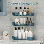 INVSSENE Corner Bathroom Countertop Organizer, Vanity Organizer Trays for Counter, Makeup Organizers, Perfume Tray, Skincare Shelf Storage Gifts for Women Girl Student (Blue, 3 Tiers)