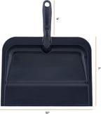 Superio Heavy Duty Plastic Dustpan with Comfort Grip Handle Black, Durable, Lightweight Multi Surface Dust Pan Easy Broom Sweeping, 10 inches Wide, 3-Pack