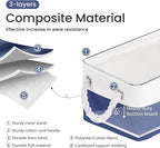 Storage Baskets for Shelves 11.8x7.9x5.2 Inch-Foldable Fabric Organizing Storage Bins with Handles, Closet & Bathroom Organizer, Home Storage for Kitchen, Office (1-Pack, White&Blue)