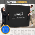 Mattress Bags for Moving and Storage, BETU Waterproof Mattress Protector King Mattress Cover with 8 Heavy Duty Handles and Zipper Extra Thick Moving Supplies for Bed (2 Pack:82x79x13.5 Black)