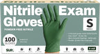 SUP Disposable Nitrile Gloves, Powder-Free Latex-Free Food Safe Cooking Home Cleaning Non-Sterile Glove, Moss Green, 100 Ct