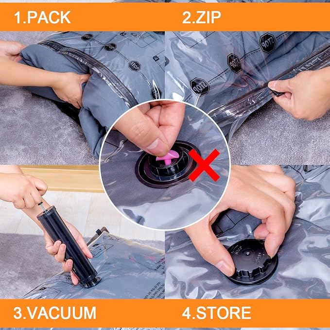 GONGSHI Vacuum Storage Bags, Space Saver Seal Bags For Clothing, Blankets, Comforters, Pillows, Clothes Storage,Travel Luggage.5 M 5 S