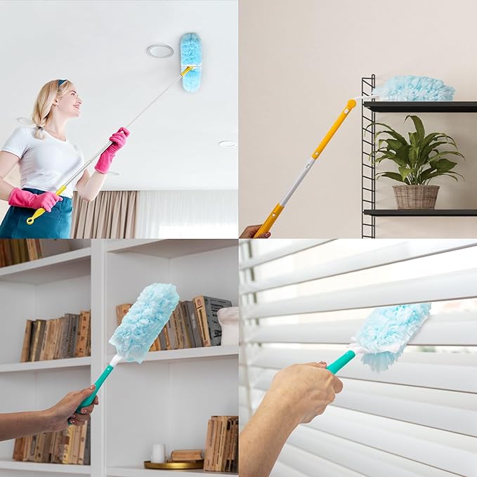 KeFanta Heavy Duty Duster Refills for Swiffer Duster, 30 Count MultiSurface 360° Duster Refills with 1 Handle, 4X Microfibers Disposable Dusters for Cleaning Home Blinds Fans Corners, Unscented