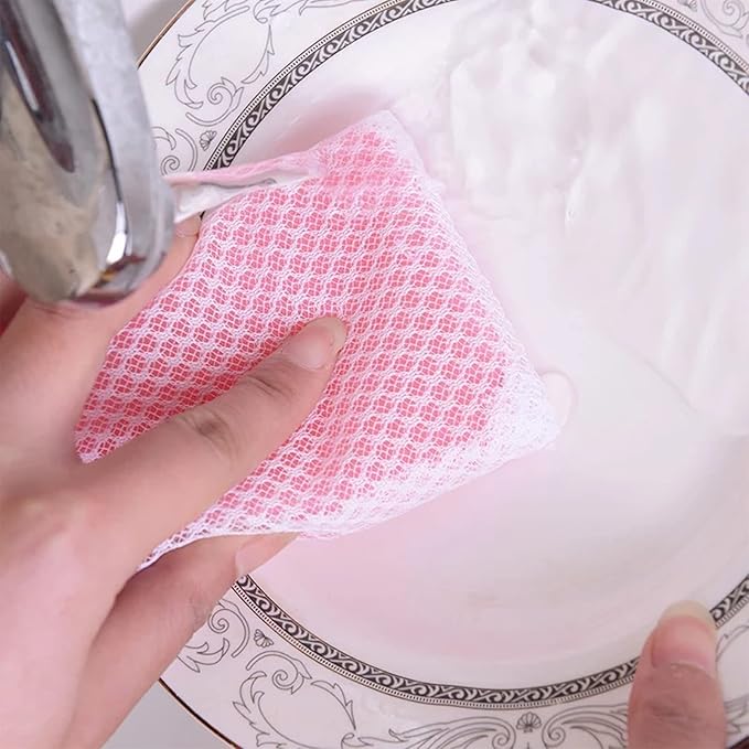KRIZJUES Sponge Individually Wrapped, Kitchen Dishwashing Sponge, Mesh Net Scouring Pad, Odor-Free Sponge Wipes Suitable for Pieces