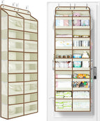 Yecaye 5-Tier Over The Door Organizer Dual-Column, 80lbs Load Over the Door Storage of 10 Compartments, Heavy Duty Extra Large Door Organizer Hanging for Bedroom Dorm Bathroom Pantry, Beige, 1 Pack