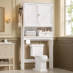 Over The Toilet Storage Cabinet with Adjustable Shelves & 2 Doors, Bathroom Storage Cabinet with One 4-Section Drawer, Towel Holder & Toilet Paper Holder for Bathroom, Laundry Room