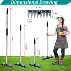 Stainless Steel Weeding Tool - 8 Tine Garden Rake with Adjustable Handle (31"-63"), Heavy Duty Weed Puller for Soil Cultivation, Rust-Resistant Garden Hand Tool