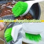 ITTAHO Dish Scrubber Set, Kitchen Brush for Cleaning with Scraper Edge, Green Multi-Purpose Scrub Brush with Handle for Dishes,Sink,Pots,Pans,Shower,Tile,Tubs - 3 Pack