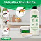 Fly Away - Fruit Fly Trap Kit: 3X Reusable Fruit Fly Traps for Indoors + 12 oz. Liquid Bait. Fast Acting. Attractive Design, Perfect for Homes, Bars and Restaurants. 270+ Day Supply. Made in USA