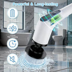 Electric Spin Scrubber, Cordless Cleaning Brush with 8 Replaceable Brush Heads, Shower Scrubber with Adjustable Extension Handle, Waterproof Power Scrubber for Bathroom Tile Floor Tub Car Walls
