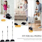 Broom and Dustpan Set, Dustpans with Broom Combo for Home, Heavy Dust Broom and Dustpan Combo, Long Handle Dust Pan and Broom Set for Kitchen, Office, Pet Hair, Charcoal Color, Pack of 1
