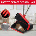 Broom and Dustpan Set with Long Handle, Heavy Dust Broom and Dustpan Combo for Home，Kitchen, Office, Pet Hair (Black Red)