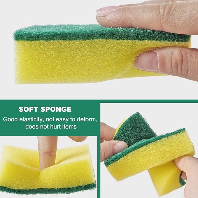 Individually Wrapped Sponges, Kitchen Dishwashing Sponge Bulk, Non Scratch Dishes Scouring Pad Dishcloth, Odor-Free Sponge Wipes for Household Cleaning Dishes Travel Apartments (50 Pack)