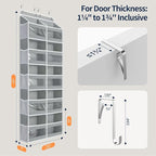 Yecaye 5-Tier Over The Door Organizer Dual-Column, 80lbs Load Over The Door Storage of 10 Compartments, Heavy Duty Door Organizer Hanging for Bedroom Closet Dorm Bathroom Pantry, Grey 1 Pack