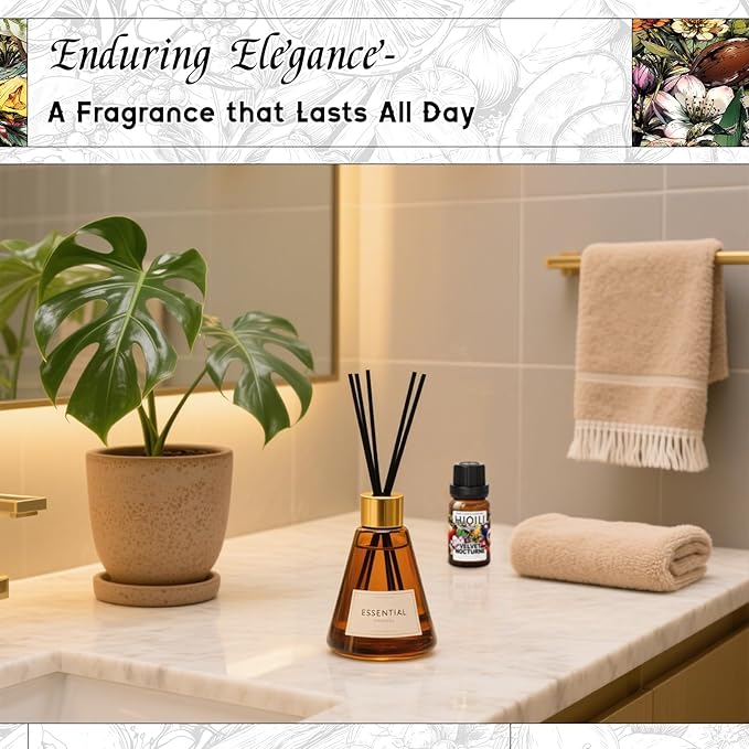 HIQILI Velvet Nocturne Diffuser Oil, Ideal for Hotel Diffuser, Luxury Perfume, Dryer Balls, Pet Friendly, Long Lasting - 0.34 Fl Oz