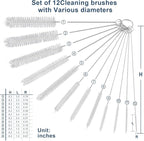 Straw Cleaner Brushes Sets, 12 Pieces 8.2 Inch Botthle Cleaning Brush and Nylon Tube Brush Brush Kit for Sippy Cup, Tumbler, Water Bottle, Drinking Straw (White)
