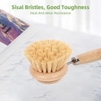 Bamboo Dish Brush - Bamboo Dish Scrubber, Eco-Friendly and Biodegradable, Vegetable Brush Suitable for Cookware, Bowls and Plates, Non-Stick Pans(Soft Bristle)