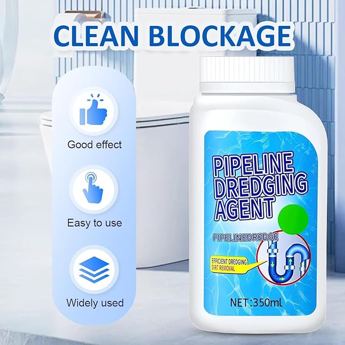 Pipeline Dredging Agent, 350ml Drain Clog Remover Agent, Quick Cleaning Drain Toilet Cleaner Tool, Powerful Sink and Dr-ain Cleaner Powder for Kitchen Toilet (2Pcs)