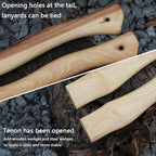 2 PCS Replacement Axe Handle for Camping Gardening Axe, 13in Hickory Hatchet Handle Replacement with Wooden and Steel Wedges Camping Essentials