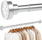 No Drilling Closet Rod, 27.5-51 Inches Hanging Closet Rod for Clothes, Closet Bar & Pole Heavy-duty, Closet Rods for Hanging Clothes For Closet Wardrobes Bathroom Laundry RV Curtains,Nickel