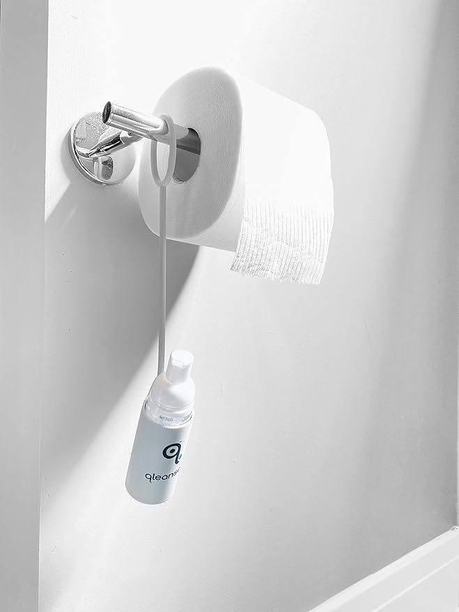 Qleanse Toilet Paper Foam Spray and Caddy Combo - Wet Wipe Alternative and 100% Flushable