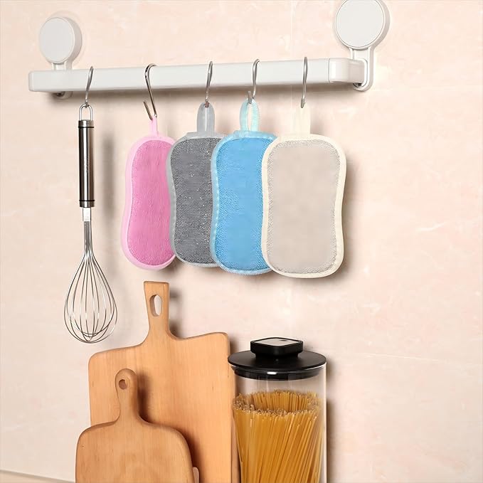 Boao 10 Pieces Multipurpose Kitchen Scrub Sponges, Non-Scratch Microfiber Scrub Sponges for Kitchen Reusable Scouring Pads Sponge Scrubber for Household Cleaning Dishes and Pots(Mixed Colors)