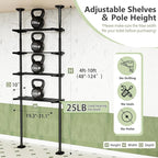 Bonpally Over The Toilet Storage Shelf, 4-Tier Adjustable Bathroom Organizer, No Drill Tension Mounted Shelves, Space-Saving Bathroom Cabinet Rack Above Toilet for Small Rooms, Black