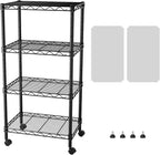 SINGAYE 4 Small Shelves Storage Shelf Wire Shelving Unit Metal Shelf Adjustable Organizers Storage Shelving with Wheels for Bathroom Laundry Room Kitchen Pantry11.5”D x 17.5”W x 30.5”H Black