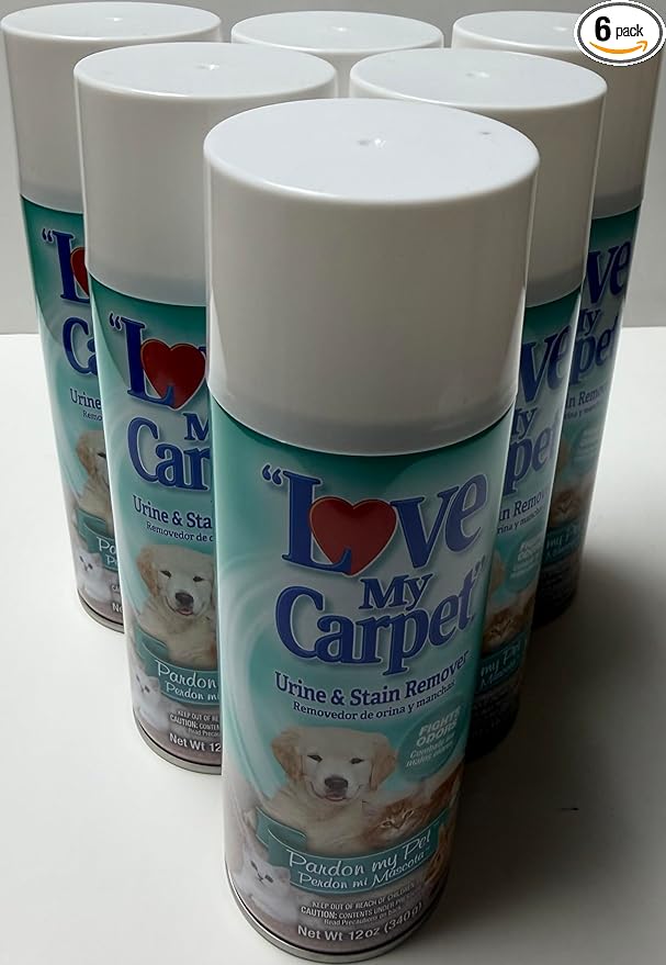 Love My Carpet Foam,Carpet Cleaner,Urine and Stain Remover,pardon my pet, 12 oz (Pack Of 6)