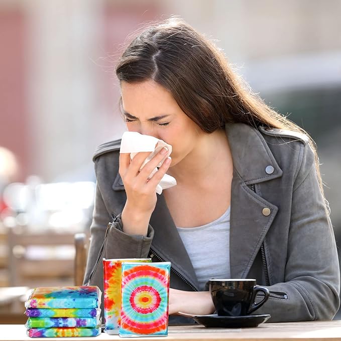 24 Packs Travel Size Tissue Pocket Slim Pack Facial 3 Ply Wallet Size Pocket Tissues for Travel Wedding Party Favors, 6 Styles(Vibrant)