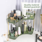 INVSSENE Corner Bathroom Countertop Organizer, Vanity Trays for Counter, Makeup Organizers, Perfume Tray, Kitchen Spice Rack, (Green, 2 Tiers)