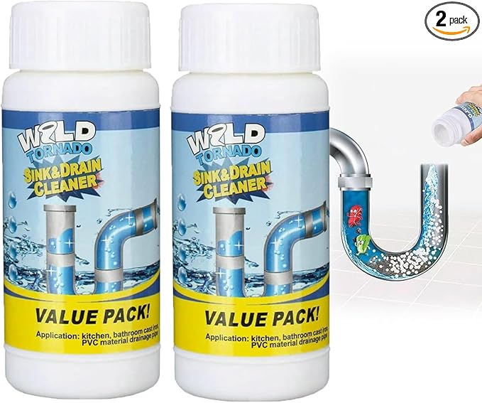 Sink and Drain Cleaner, Wild Tornado Pipe Dredge, Drain Cleaner for Toilet Kitchen, Pipes Cleaning Tool (2)