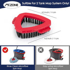 Scrubber and Mop Base Compatible with O Cedar RinseClean 2 Tank System, Spin Mop Scrub Brush Head Replacement, Hard Bristle Cleaning Brush, 1 Mop Base and 1 Scrub Brush, Not Fit EasyWring 1 Tank