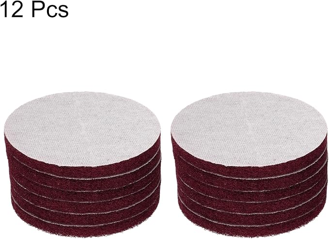 HARFINGTON 20pcs Scrubber Scouring Pads 500 Grits 5 Inch Drill Power Brush Hoop and Loop Surface Conditioning Disc Drill Scuffing Disc Scrub Pads for Home Kitchen Cleaning, Dark Red