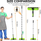 Professional 152" Window Squeegee Cleaner Tool with Extension Pole, 2-in-1 Squeegee for Window Cleaning Kit with Scrubber and Rotating Head, Window Cleaner for Car, Sliding Door, Shower Glass Door