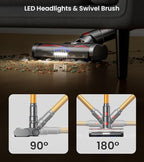 CHEBIO Cordless Vacuum Cleaner, 500W/45Kpa Vacuum Cleaners for Home with LED Display, 8 in 1 Lightweight Stick Vacuum with 60Min Runtime, Anti-tangle, Wall Mount Charging for HardFloor/Carpet/Pet Hair