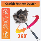 Ostrich Feather Duster for Electronics, Keyboard – Soft Dusting Tool for Screen, Fragile Items, Office, Home Cleaning (A12- Black Handle)