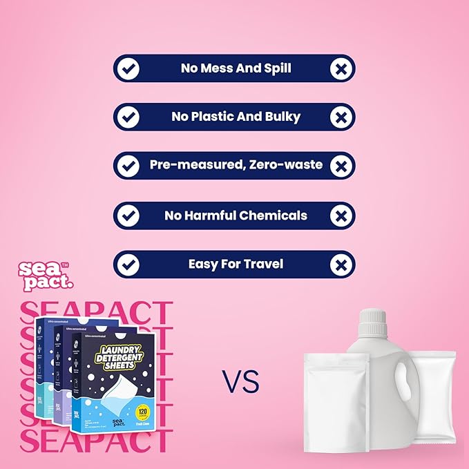 Laundry Detergent Sheets 120 Loads, Fresh Linen Scent, No Plastic No mess, Pre-Measured for Deep Clean Hypoallergenic, Space Saving, easy for Dorm Apartment house Travel, Quick Dissolve, 60 Ct