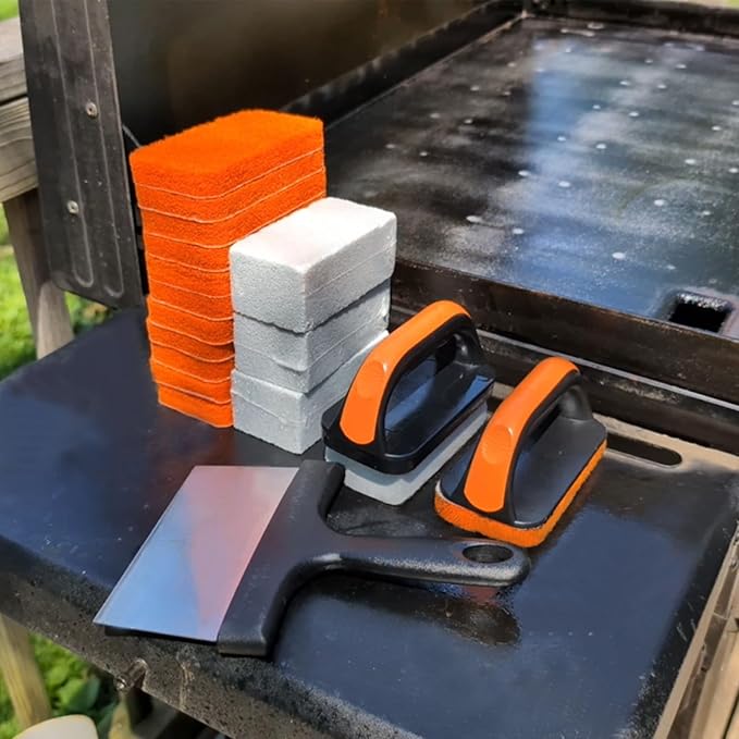 19 in 1 Griddle Cleaning Kit for Blackstone Accessories, Flat Top Grill Cleaning Kit w/Griddle Scraper, 4 Grill Stone, Griddle Brush Easy to Remove Stain - 5060