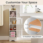 Tangkula Bathroom Storage Cabinet with Door, Toilet Paper Holder Stand with Adjustable Shelves & Open Compartment for Small Spaces, Narrow Freestanding Storage Organizer, 7 x 7.5 x 31.5 Inches (White)