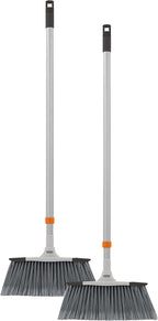 Slim Angle Broom, Heavy Duty Broom, Indoor Brom, Outdoor Angle Broom with Extendable Handle, Durable Collapsible Broom for Home, Kitchen, RV, Travel, Grey, 2 Pack, by Superio