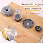 Soap Dispensing Dish Brush Cleaning Steel Wool Scrubber for Dishes Pans Kitchen Sink Bathtub Tile and Household
