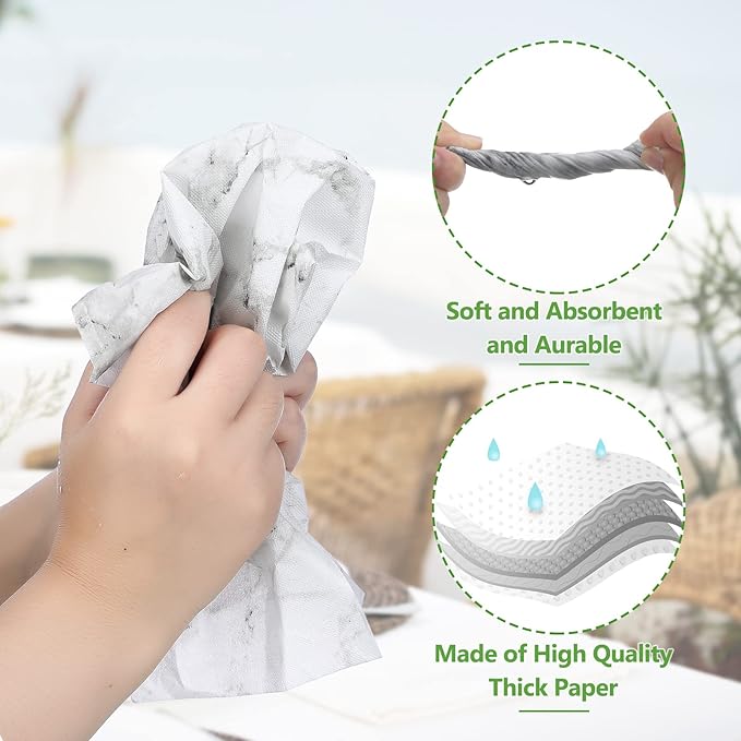 Zonon 100 Pcs Paper Hand Towels Bathroom Marble Guest Towels Disposable Paper Guest Decorative Napkins Marbleized Dinner Hand Napkin for Wedding Holiday Cocktail Party