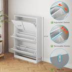 BORNOON Shoe Cabinet with 3 Flip Drawers, Hidden Wood Shoe Cabinet,Freestanding Shoe Storage Cabinet for Entryway Hallway.White. 47.2" H*31.5" W*9.45" D.